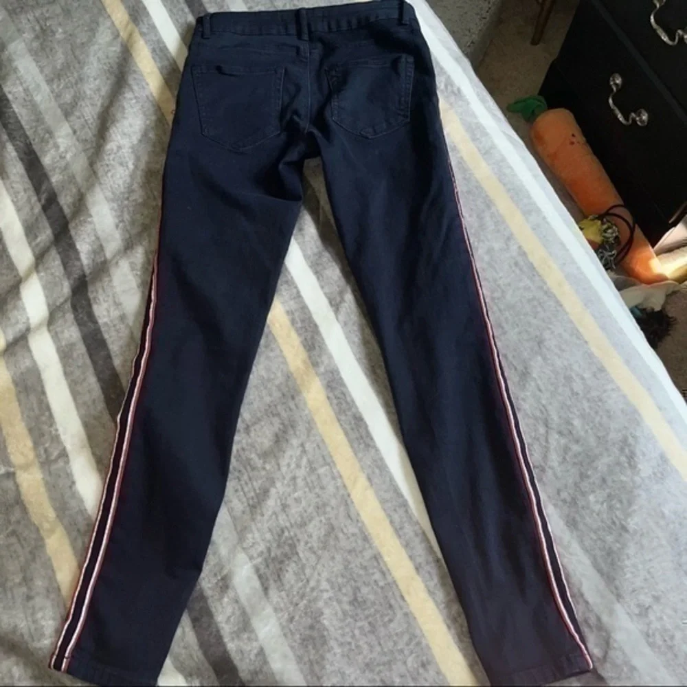 Zara high waisted dark denim striped accent jeans - Picture 6 of 8